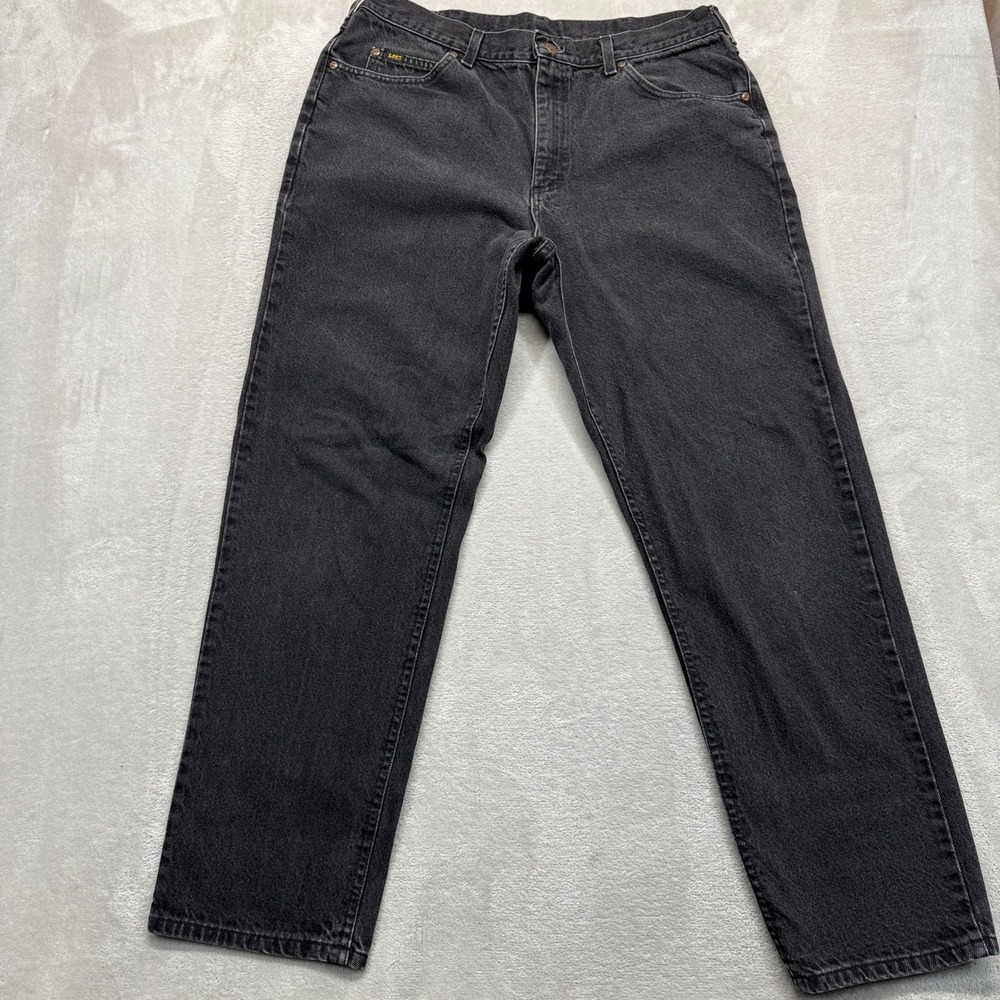 Vintage Lee Jeans Mens 39x32 (39x30) Black Denim Straight Leg Casual 90s USA